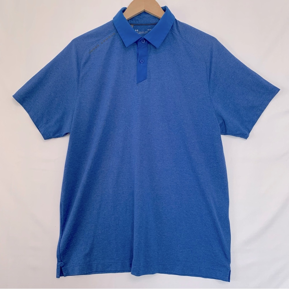 UNDER ARMOUR Heatgear Loose Fit Blue Polo Shirt Size Large